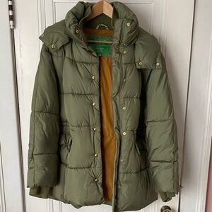 I. Crew Olive Green Puffer Jacket